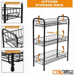 nexum 3-Tier Multipurpose Kitchen Rack/Kitchen Storage/Storage Rack/Kitchen Shelf Steel Wall Shelf image 4