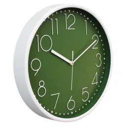 random Tic Toc Green & White Plastic Wall Clock image 3