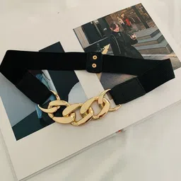 luxury leather Girls Party, Evening, Casual Black Synthetic, Artificial Leather, Fabric Belt image 3