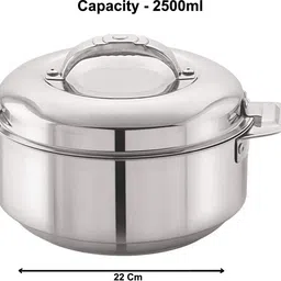 heart home Stainless Steel Casserole Double Wall Insulated hot Pot for hot Meal, chapati, Curry, Roti Warm Food Serving with lid & Handle, 1800ml (Silver) Thermoware Casserole image 4