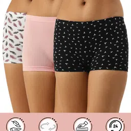 leading lady Pack of 3 Women Boy Short White, Pink, Black Panty image 3