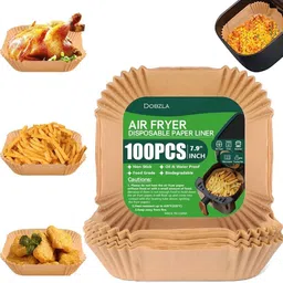 dobzla 100 PCS 8 Inch Non-Stick Parchment Paper, Air Paper Liners for 5-8QT Microwave Airfryer Tray image 1
