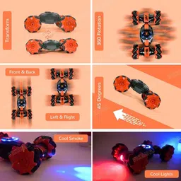 vikrida Rc Stunt Car Double Sided Rotating Off Road 2.4Ghz with with Gesture Sensing image 5