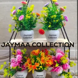 jaymaa collection Artificial Flower Multicolor With Pot For Home ,Office And Garden Decor Multicolor, Orange, Pink Wild Flower Artificial Flower with Pot image 1