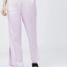 tokyo talkies Women Regular Fit Purple Viscose Rayon Trousers-picture-16