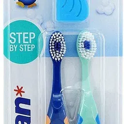 Step-2 3-5 years Toothbrush Soft Bristles BPA Free Tooth Brush gentle to Teeth & Gems (Blue + Green) Soft Toothbrush-image-29