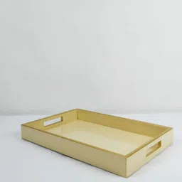 casagold Casa Gold Croco Cream Leather Tray - Set of 2 image 2