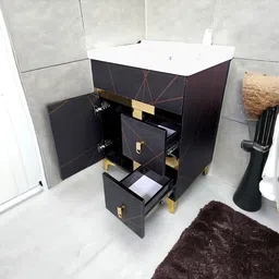 bobbyexport Gold premium 24 inch freestanding Vanity with washbasin premium design three draws Table Top Basin image 3
