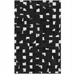 dazzhome Black Hair On Leather Abstract Hand Woven 5ftX7ft Carpet image 2