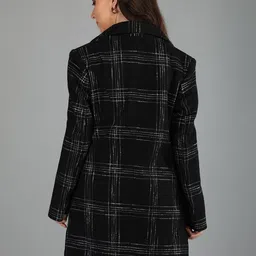 honnete 100 % Polyester Checkered Coat For Women image 2