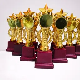 afiya international Metallic Fiber 3 Victory Golden Winning Trophy/Award for Winner Set of 10 Trophy image 2
