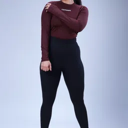 Women Solid Round Neck Polyester Maroon T-Shirt-image-7