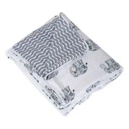rajasthan decor White Cotton Abstract 120 GSM 1 Single Bed Dohar image 3