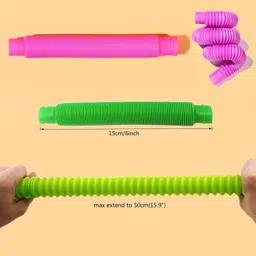 hujai Sensory Pop Tubes Fidget Toy Durable, Stretchable and Educational Pack Of 6 image 5