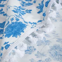 cortina White Cotton Floral 7Ft Light Filtering Eyelet (Set Of 2) Door Curtains image 5