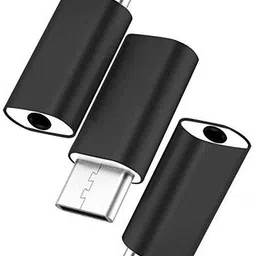 Adhvik Black Pack Of 3 Pcs Usb Type-C 3.5 Mm Female Jack Audio Headphone Splitter Reversible Design Connector Converter Adapter All Type of C Smartphones Mobiles (Multicolor) Phone Converter-image-3