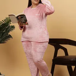 klotthe Women Night Suit Set Pink Self Design image 4