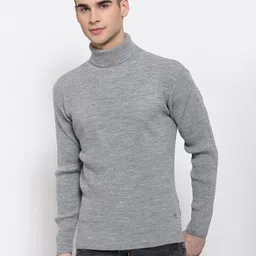 513 Men Solid Turtle Neck Grey Sweater-picture-10