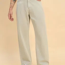 studio nexx Men Loose Fit Mid Rise Beige Jeans-picture-26