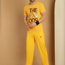 mack jonney Men Top & Pyjama Set Yellow Printed image 3