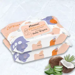 cursive Baby Wipes 99% Pure Water -Aloe Vera & Vitamin E & Paraben Free Soft -Pack of 2-picture-11