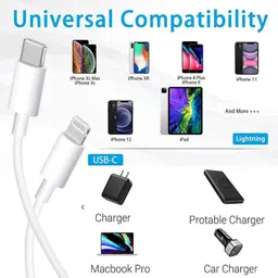 MAK Lightning Cable 4 A 1 m 20W Type C to Lightning Cable, Fast Charge USB C Lightning Speed for iOS Devices image 5