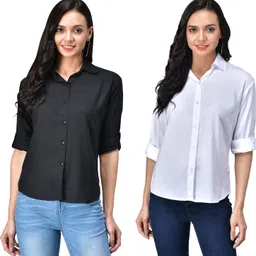 funday fashion Women Regular Fit Solid Spread Collar Casual Shirt-picture-26