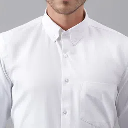 English Navy Relaxed Slim Fit Button-Down Collar Oxford Weave Formal Shirt image 2
