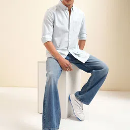 HIGHLANDER Men Button-Down Collar Solid Cotton Casual Shirt image 5