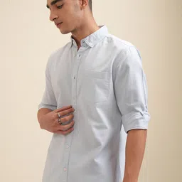 HIGHLANDER Men Button-Down Collar Solid Cotton Casual Shirt image 4