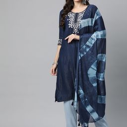 Readiprint Fashions Floral Embroidered Thread Work Kurta with Trousers & Dupatta-picture-30