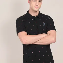 U.S. Polo Assn. Men Flag Print Polo Collar Cotton T-shirt image 1