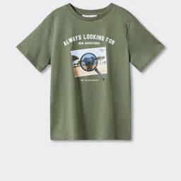 Mango Kids Boys Pure Cotton Printed Applique Sustainable T-shirt image 1