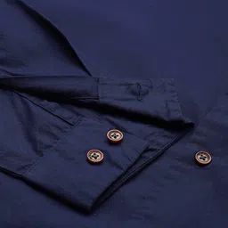 Mr Bowerbird Men Navy Blue Solid Tailored Fit Sustainable Casual Shirt image 3