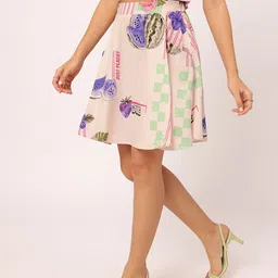 DressBerry Flirty Fusion Conversational Print Flared Skirt image 3