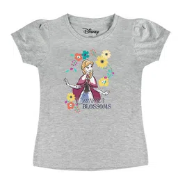 Disney by Wear Your Mind Girls Grey Printed Pure Cotton T-shirt-picture-48