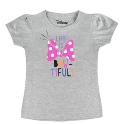 Disney by Wear Your Mind Girls Grey Printed Cotton Pure Cotton T-shirt-picture-38
