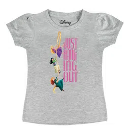 Disney by Wear Your Mind Girls Grey Typography Printed T-shirt-picture-54