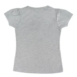 Disney by Wear Your Mind Girls Grey Printed Pure Cotton T-shirt image 2