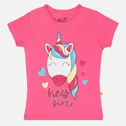 Bodycare Girls Unicorn Printed Round Neck Short Sleeves Cotton T-shirt-picture-27