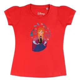 Disney by Wear Your Mind Girls Red Disney Princess Printed Cotton Pure Cotton T-shirt-picture-38