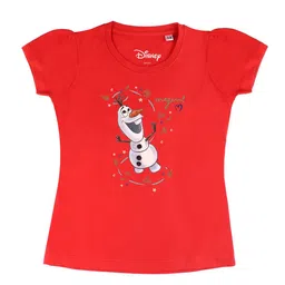 Disney by Wear Your Mind Girls RedWhite Typography Printed Pure Cotton T-shirt-picture-46