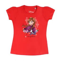 Disney by Wear Your Mind Girls Red Frozen Printed Pure Cotton T-shirt-picture-55
