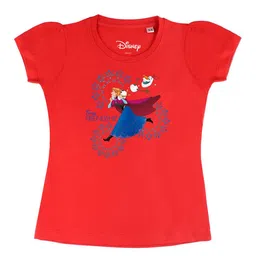 Disney by Wear Your Mind Girls Red Frozen Printed Pure Cotton T-shirt-picture-38