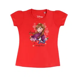 Disney by Wear Your Mind Girls Red Frozen Cartoon Character Printed Pure Cotton T-shirt-picture-24