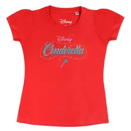Disney by Wear Your Mind Girls Red Typography Printed T-shirt-picture-22
