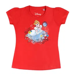 Disney by Wear Your Mind Girls Red Printed Pure Cotton T-shirt-picture-18