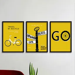SAF 3-Pcs Yellow & Black Motivational Quotes Painting Wall Art-image-5
