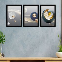 WENS Grey & Blue 3 Pieces Synthetic Wooden Painting Wall Art-picture-37