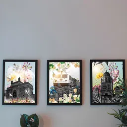 Art Street Black & White 3Pcs Wood Other Paintings Wall Art-picture-17